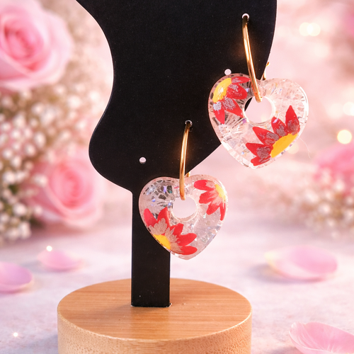 Pampilles cœur boucles d'oreilles