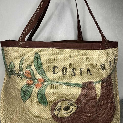 Sac unique réalisé à partir d'un sac d'import de café du costa rica - l'univers créatif d'isa