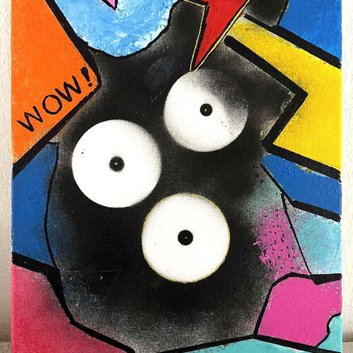 Tableau  street art- azela - échos du futur 30x40