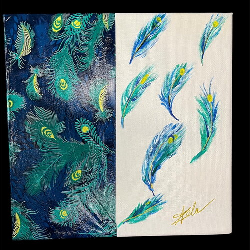 Tableau peint sur toile technique mixte 20x20- entre deux mondes