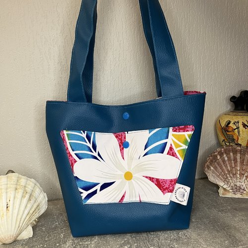 Sac à main réversible similicuir bleu - l'univers créatif d'isa