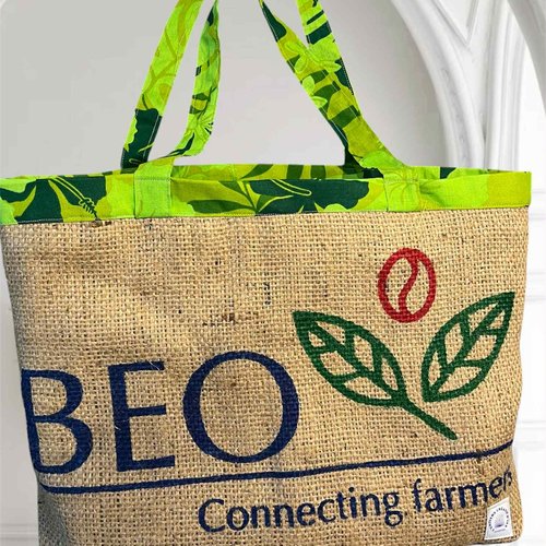 Cabas « honduras voyageur » – sac unique en toile de jute et tissu exotique - l'univers créatif d'isa