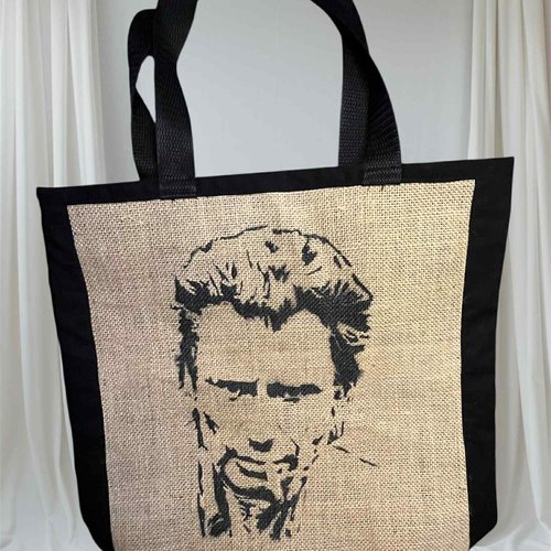 Tote-bag “johnny” – pièce unique – style rock & street art  sur jute