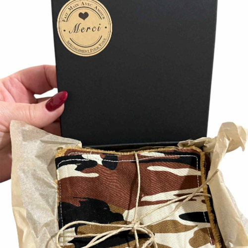 Coffret de 8 lingettes démaquillantes réutilisables – camouflage & caramel