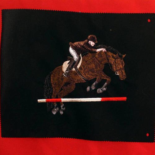 Écusson patch brodé cso cheval baie équitation cavalier, broderie machine jumping, à coudre taille xl