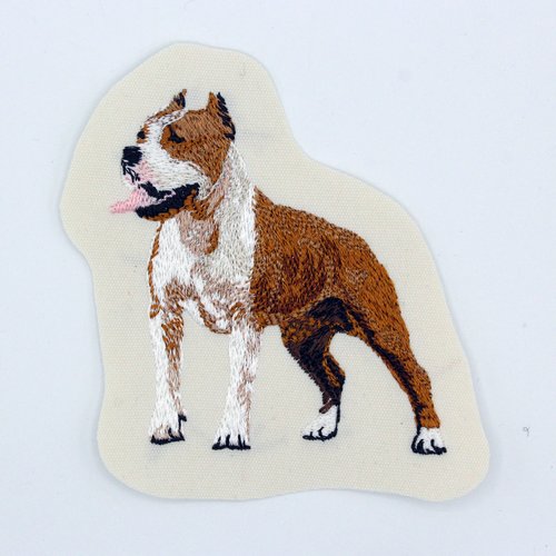 Écusson patch brodé staff amstaff applique thermocollant broderie chien american staffordshire terrier