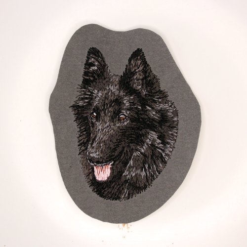 Écusson patch brodé berger belge groenendael applique thermocollant coudre broderie veste chien de berger personnalisé sac masque