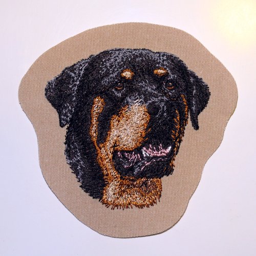 Écusson patch brodé rottweiler applique thermocollant broderie chien bouvier allemand garde attention personnalisé cadeau masque sac