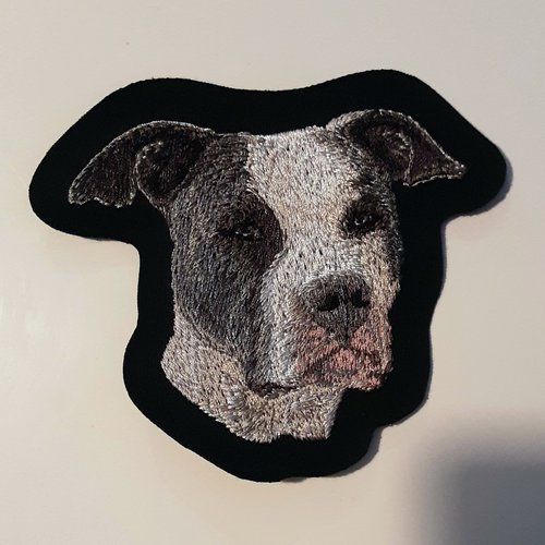 Écusson patch brodé american pit bull terrier applique thermocollant broderie chien