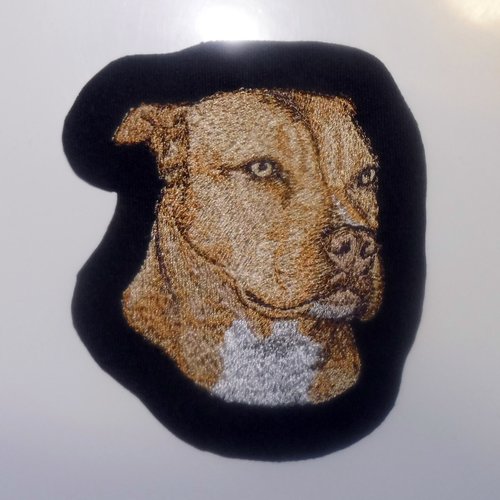 Écusson patch brodé american pit bull terrier applique thermocollant broderie chien