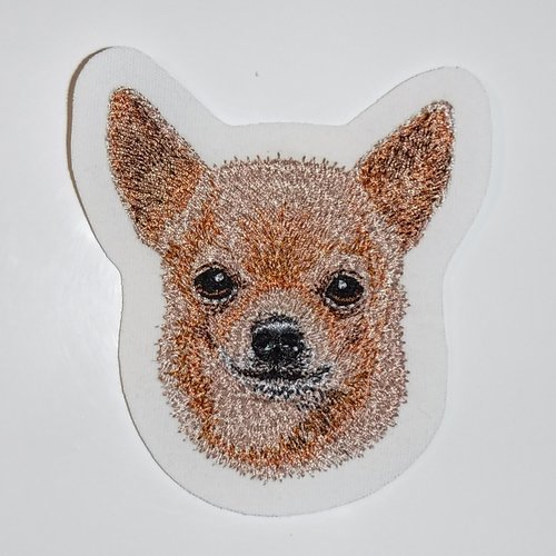 Écusson pour bandana patch brodé chihuahua applique thermocollant broderie petit chien compagnie chichi personnalisé handmade