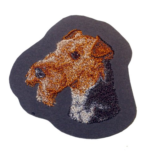 Écusson patch brodé fox terrier applique thermocollant broderie chien fox-terrier personnalisé masque bag sac shirt serviette torchon bob