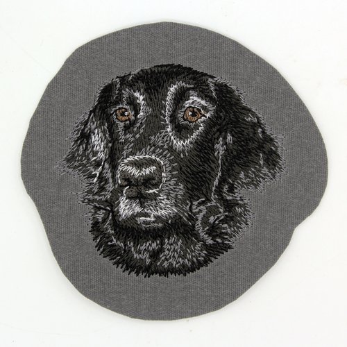 Écusson patch brodé flat coated retriever applique thermocollant broderie chien personnalisé cadeau mom shirt bag lover harnais bob gift