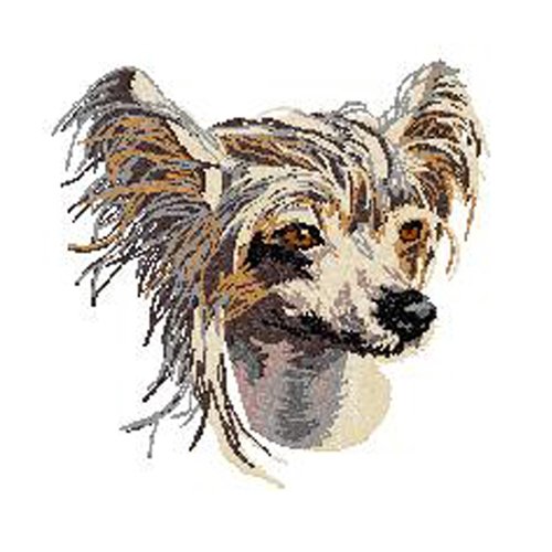 Écusson patch brodé chien chinois à crête applique thermocollant broderie chien personnalisation textile vêtement bagagerie sac masque