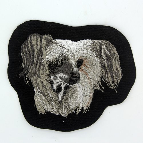 Écusson patch brodé chien chinois crête applique thermocollant broderie chien personnalise textile vêtement masque sac bag harnais