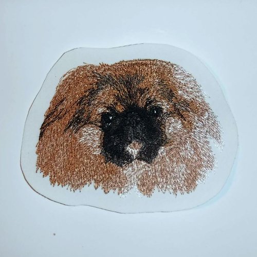 Écusson patch brodé pékinois applique thermocollant broderie chien personnalise cadeau maman masque harnais sac bob serviette torchon