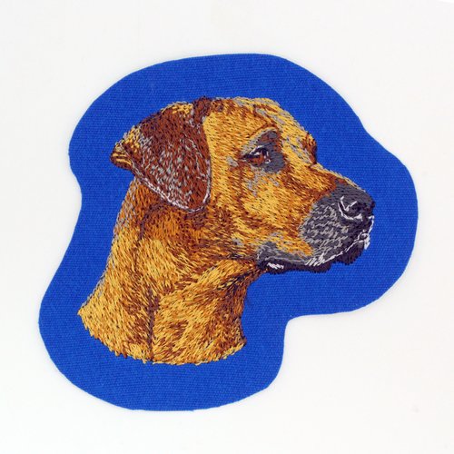 Écusson patch brodé rhodesian ridgeback applique thermocollant broderie chien de rhodésie crête dorsale cadeau personnalisé harnais