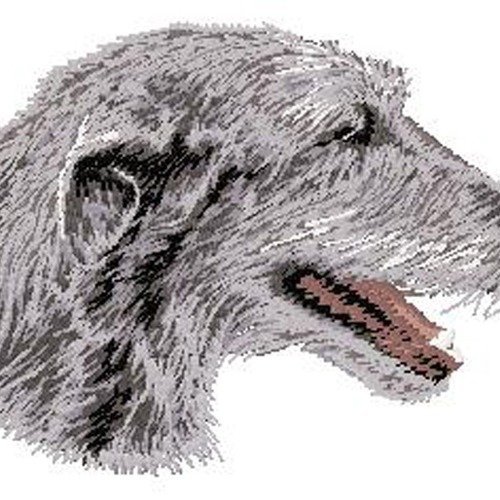Écusson patch brodé scottish deerhound applique thermocollant broderie chien lévrier écossais
