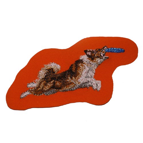 Écusson patch brodé berger australien applique thermocollant broderie chien aussie berger américain frisbee personnalise masque sac