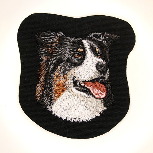 Écusson patch brodé berger australien applique thermocollant broderie chien aussie américain personnalise sweat shirt masque polo