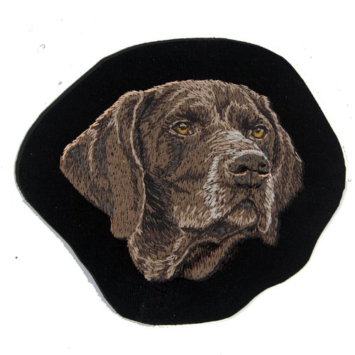 Écusson patch brodé pointer allemand applique thermocollant broderie chien chasse personnalisé veste blouson sac tote bag