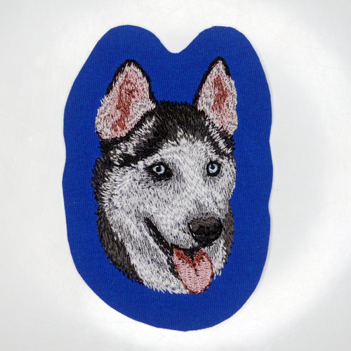 Écusson patch brodé husky de sibérie applique thermocollant broderie chien husky sibérien nordique personnalisé cadeau harnais shirt s