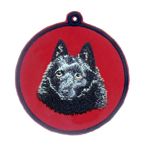 Boule de noël schipperke brodée à suspendre décoration ornement sapin rétroviseur broderie