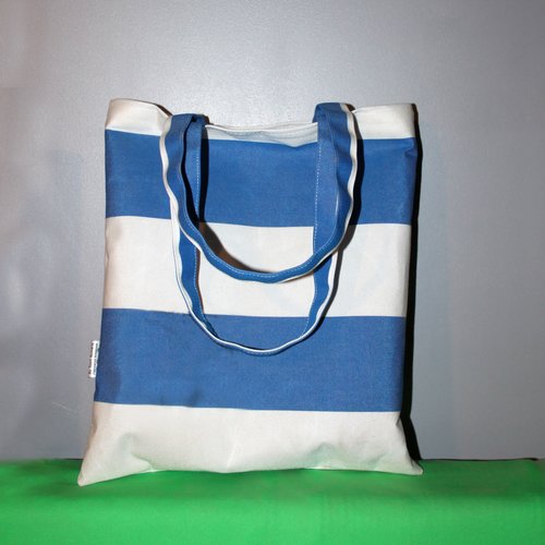 Tote bag - le sac à course français - fourre tout - totebag - sac porté épaule - cabas - 38 x 42 cm /  recyclage upcycling / style marin