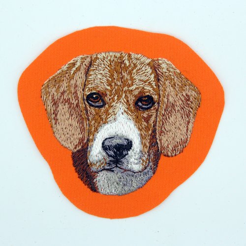 Écusson pour bandana patch brodé beagle applique thermocollant broderie petit chien de chasse personnalisé cadeau amoureux elle lui
