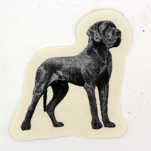 Écusson patch brodé dogue allemand applique thermocollant broderie chien grand danois personnalisé masque affiche trousse sweat shirt bob
