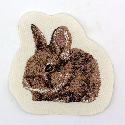 Écusson patch brodé lapin animal de compagnie rongeur lapinou applique thermocollant ou à coudre