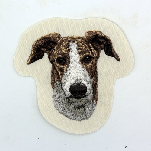 Écusson patch brodé greyhound applique thermocollant broderie chien lévrier