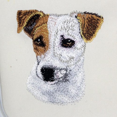 Écusson petit chien patch brodé jack russell applique thermocollant broderie compagnie chasse personnalisé blouson manteau