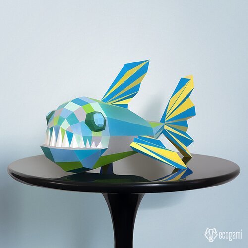 Diy sculpture de piranha / poisson amusant en papier