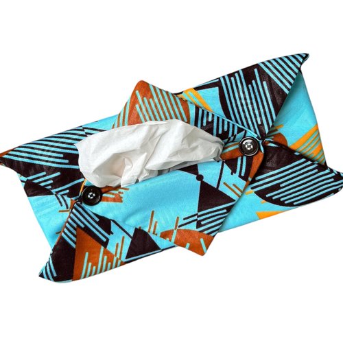 Housse / boîte à mouchoirs en tissu turquoise