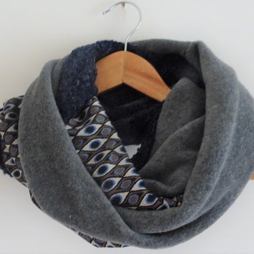 Snood homme gris et bleu marine