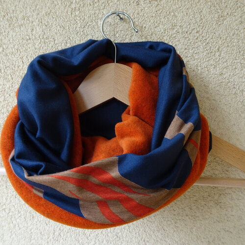 Snood  femme  créateur orange et imprimé