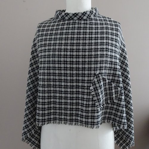 Poncho femme tissu à carreaux