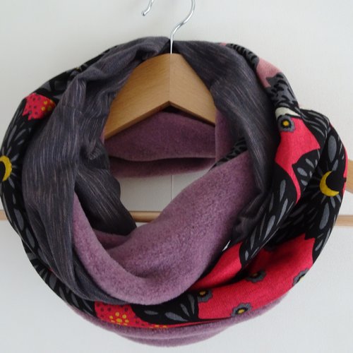 Snood femme créateur lilas et multicolore