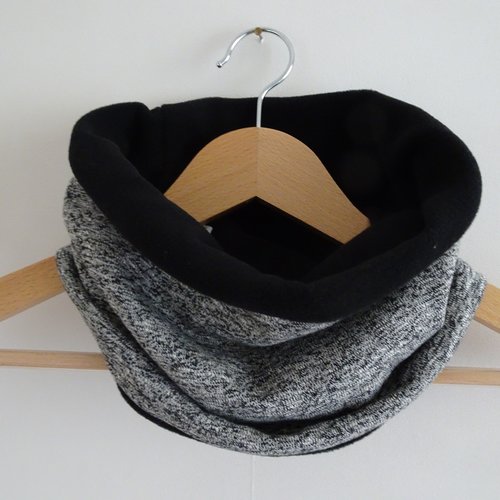 Snood tour de cou gris chiné noir