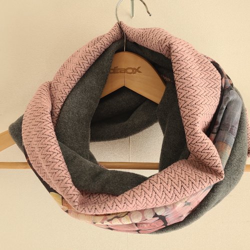 Snood femme gris et multicolore