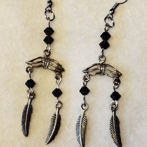 Boucles d'oreilles vintage argentées perles en verre à facettes multicolores