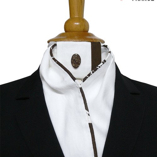 Cravate équestre bords marron et blanc - accessoire équitation