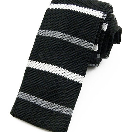Cravate tricot noire à rayures