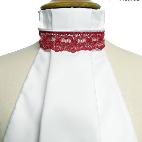 Lavallière de dressage blanche et dentelle rouge - cravate équestre