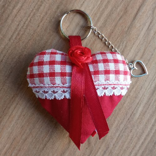 Porte-clés coeur tissu vichy