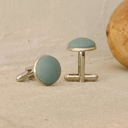 Boutons de manchettes vert sauge foncé - accessoire de chemise mariage, cérémonie, cadeau