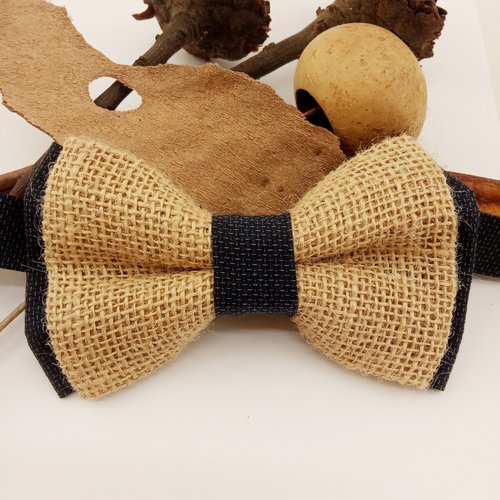 Noeud papillon en toile de jute - mariage, cérémonie