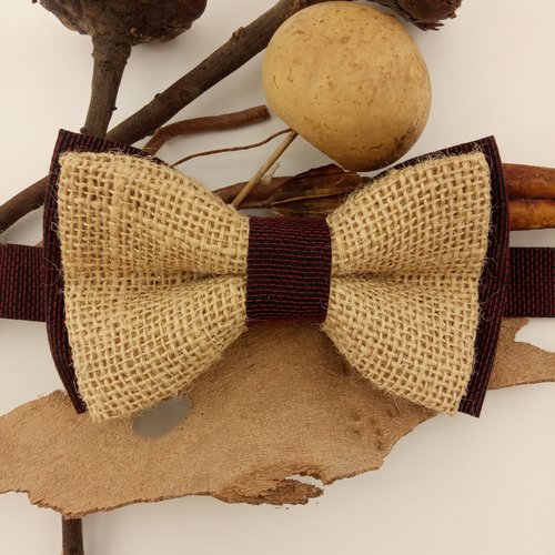 Noeud papillon en toile de jute - mariage, cérémonie
