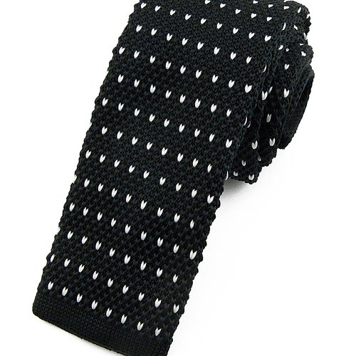 Cravate tricot noire à motifs